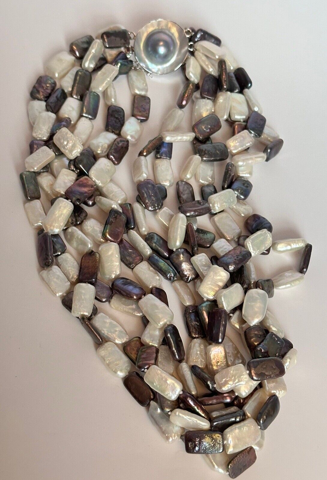 Statement Multi Strand Freshwater Baroque Pearl Silver 925 Clasp Necklace