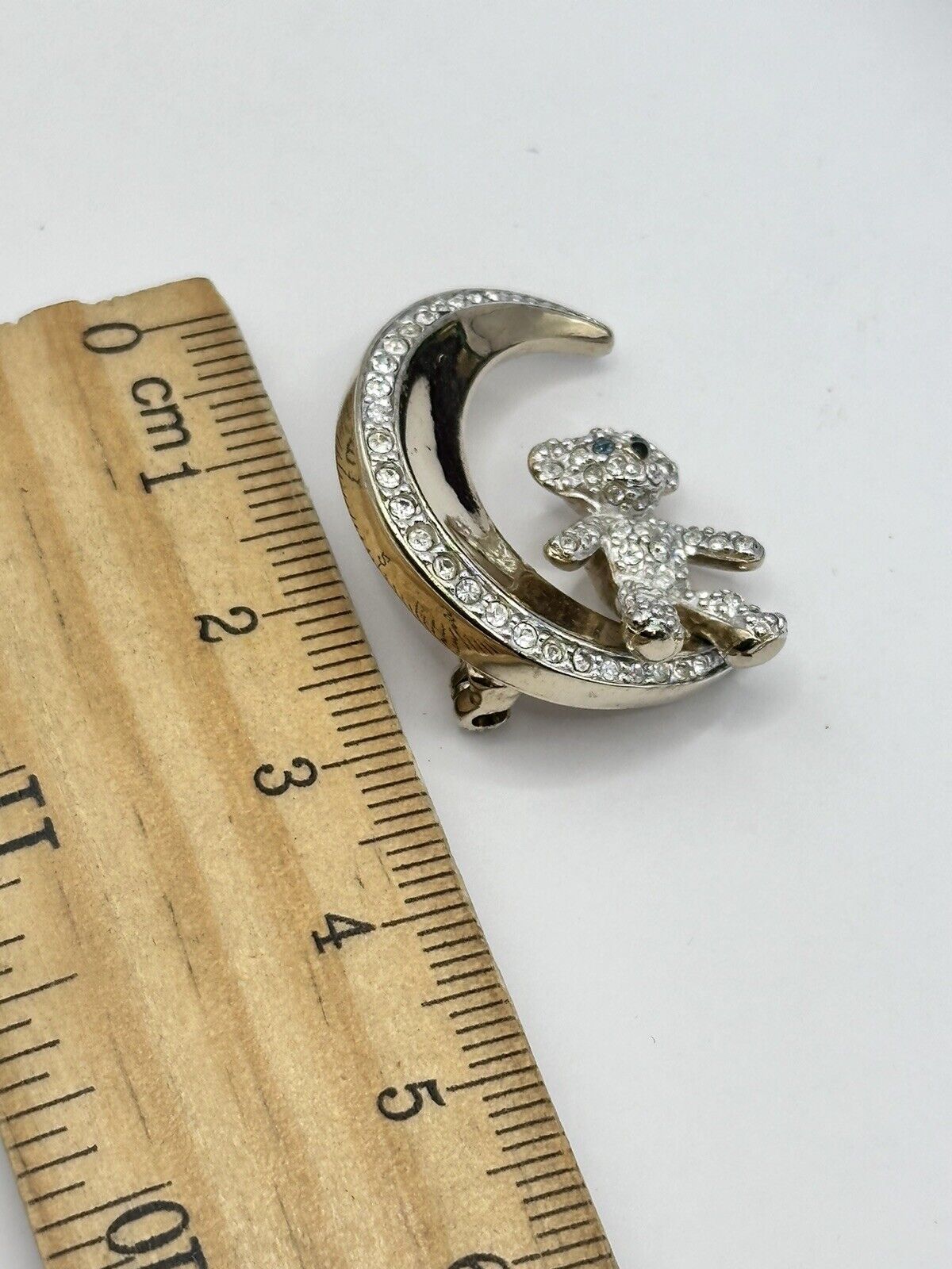 Vintage Butler And Wilson Teddy On Moon Brooch