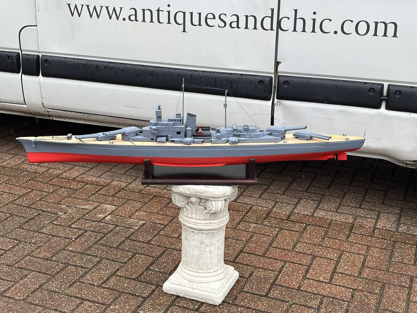 HUGE Wooden Model Of A Battleship