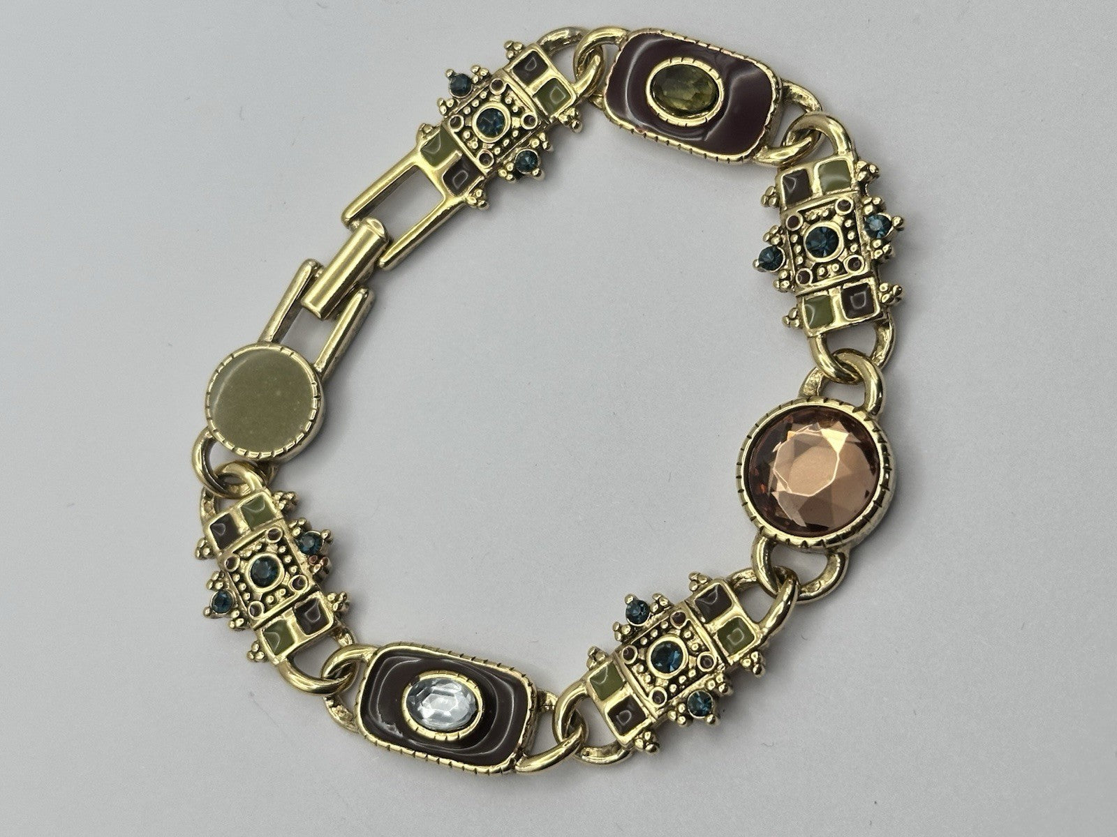 Vintage Liz Claiborne Gold Plated Enamel Diamanté Bracelet