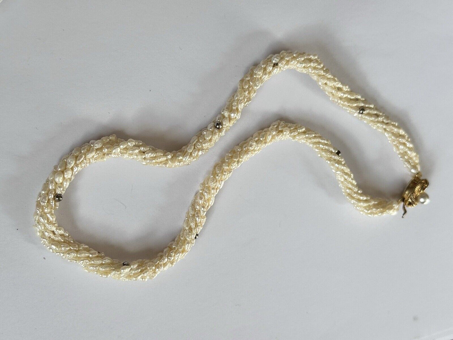 Vintage Multi Strand Cluster Pearls With Gilded Silver Clasp