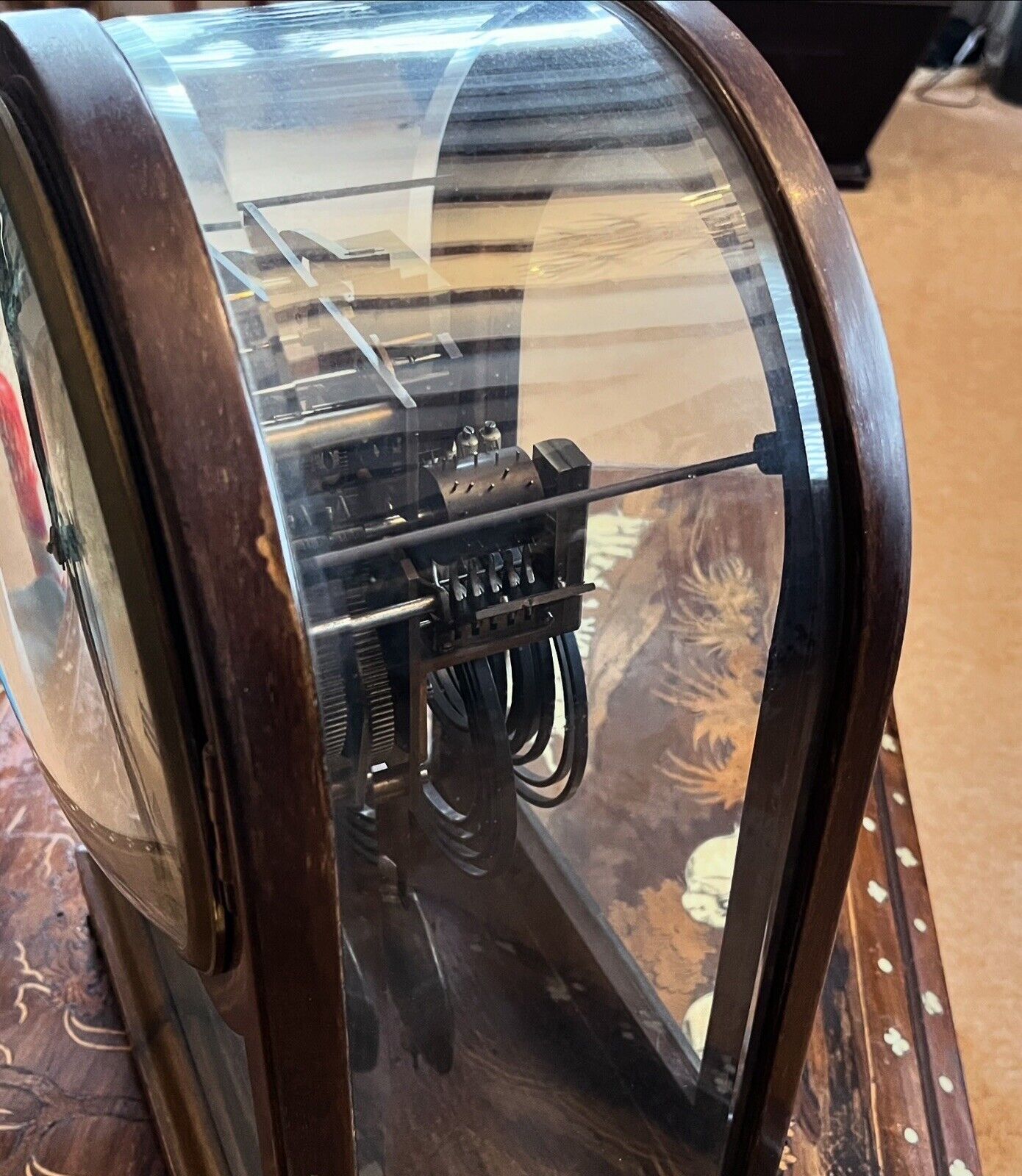 Quarter Striking Victorian glass Table Clock, Amazing Quality.