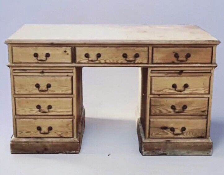 Pine Pedestal Desk. Large In Size