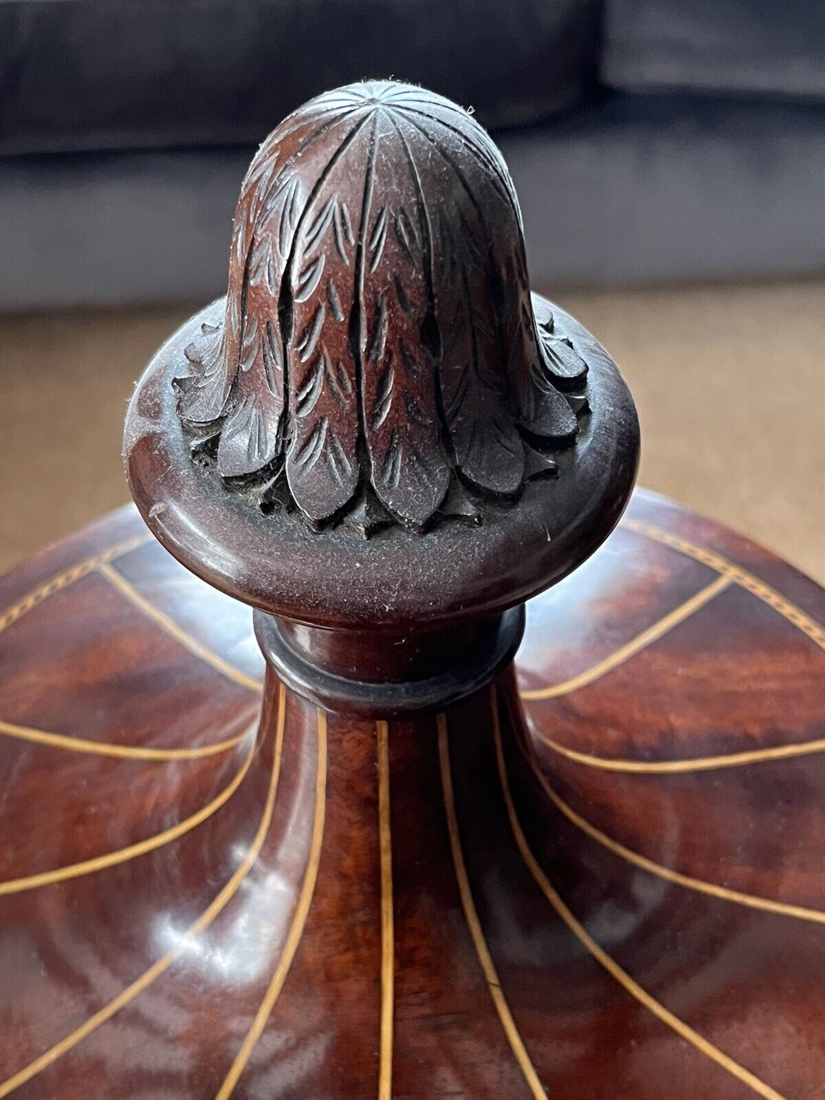 Antique Inlaid Mahogany Cutlery Urns