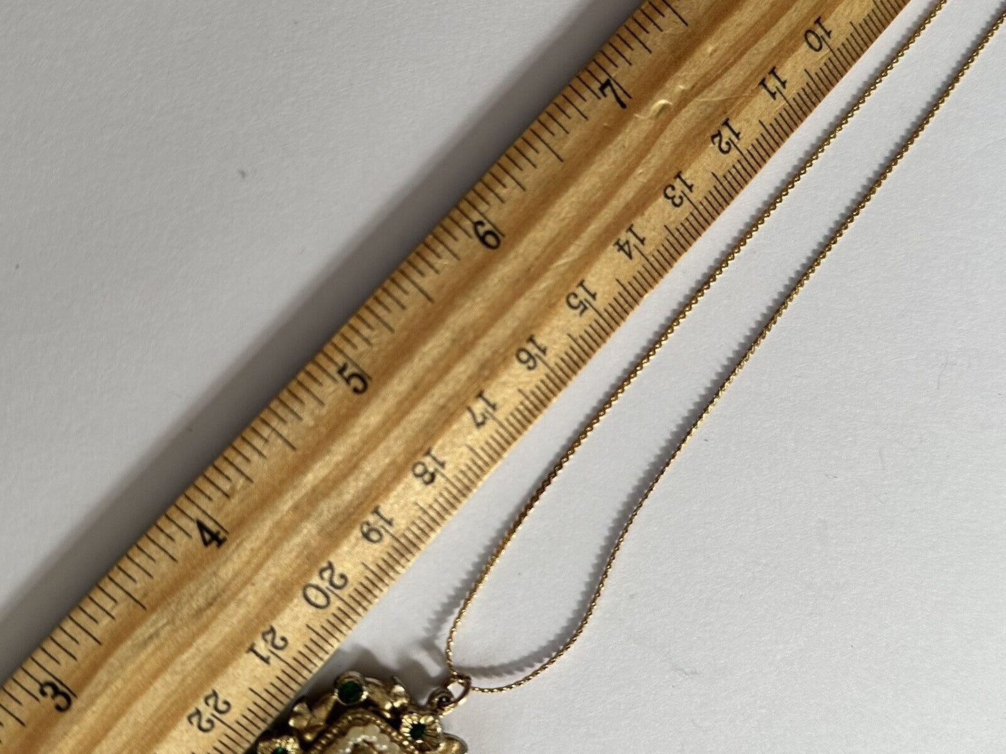 Vintage Coro Signed Green Stone Faux Pearl Pendant Necklace