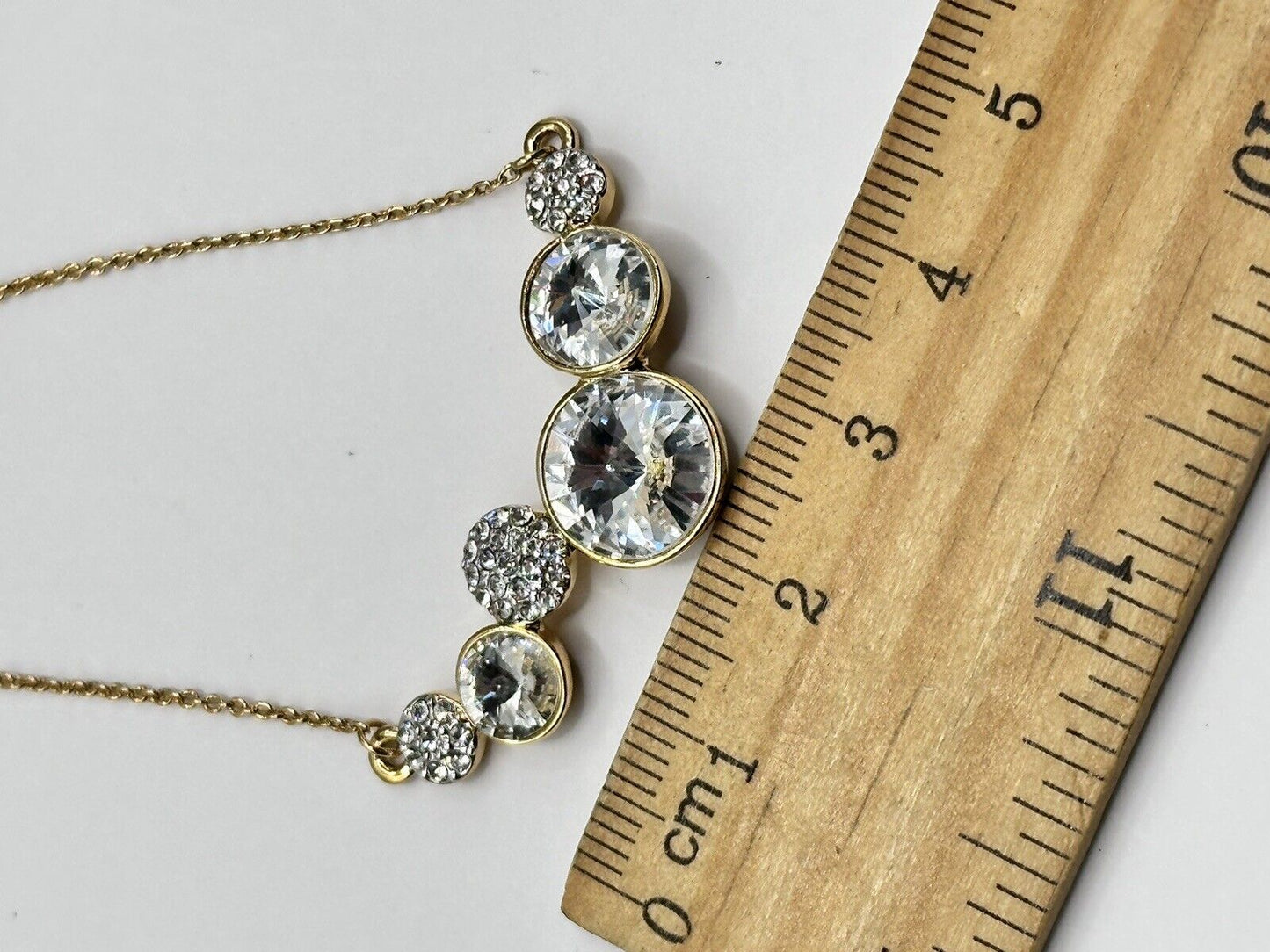 Gold Plated Necklace Made With Clear Swarovski Crystals