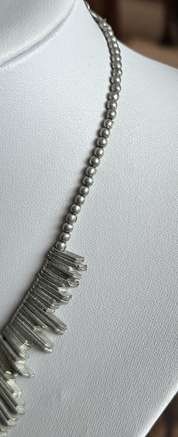 Vintage Silver Tone Modernist Necklace