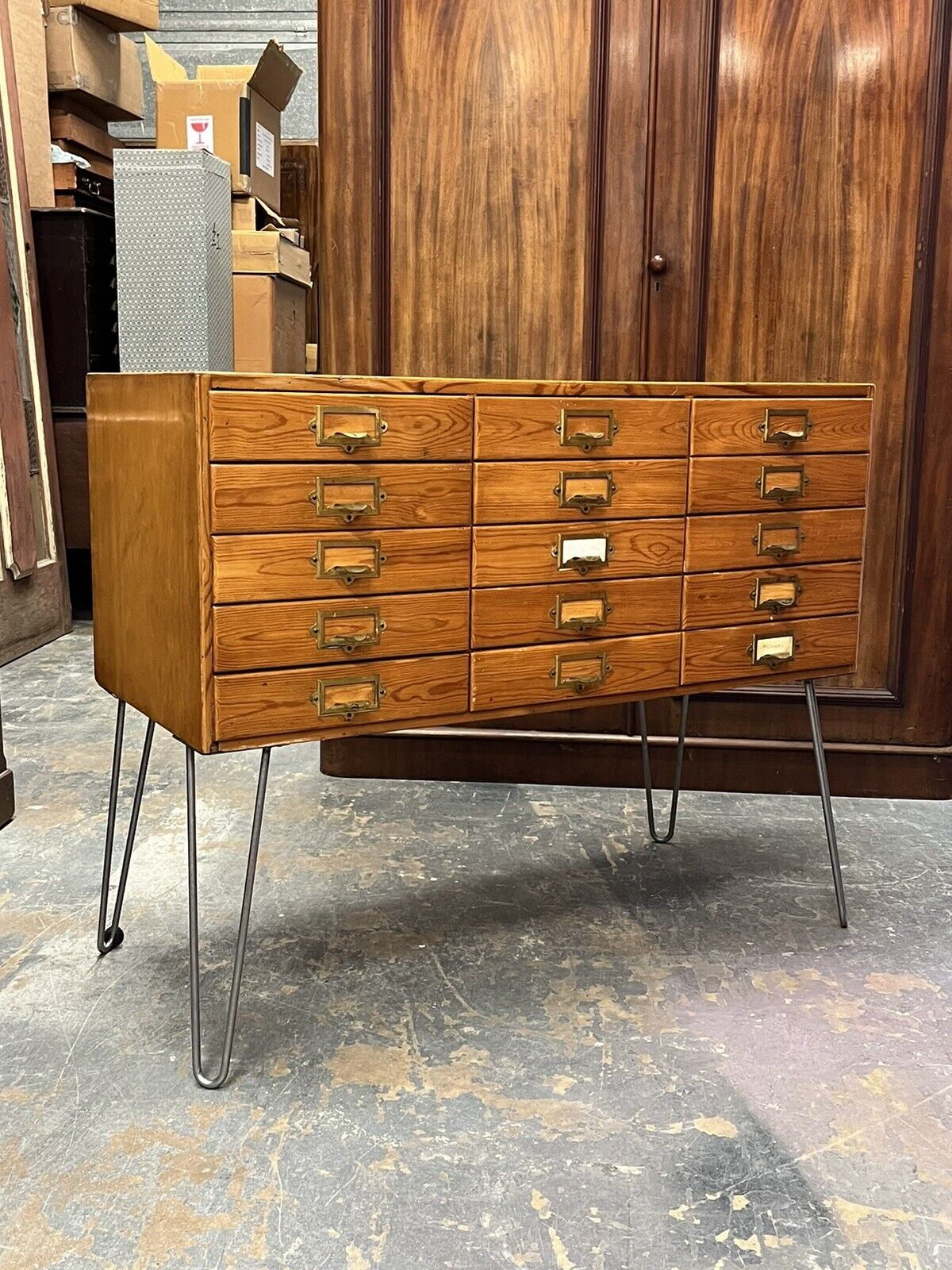 Mid Century Bank Of Collectors Drawers. 15 Drawers. Good Quality.