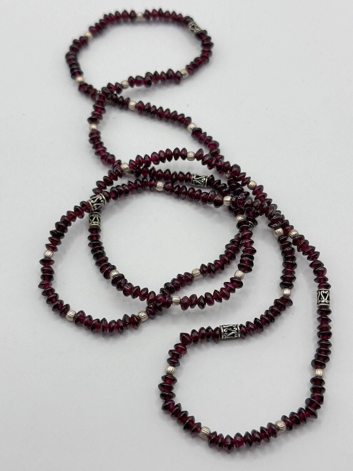 Vintage Garnet Beaded Long Length Necklace