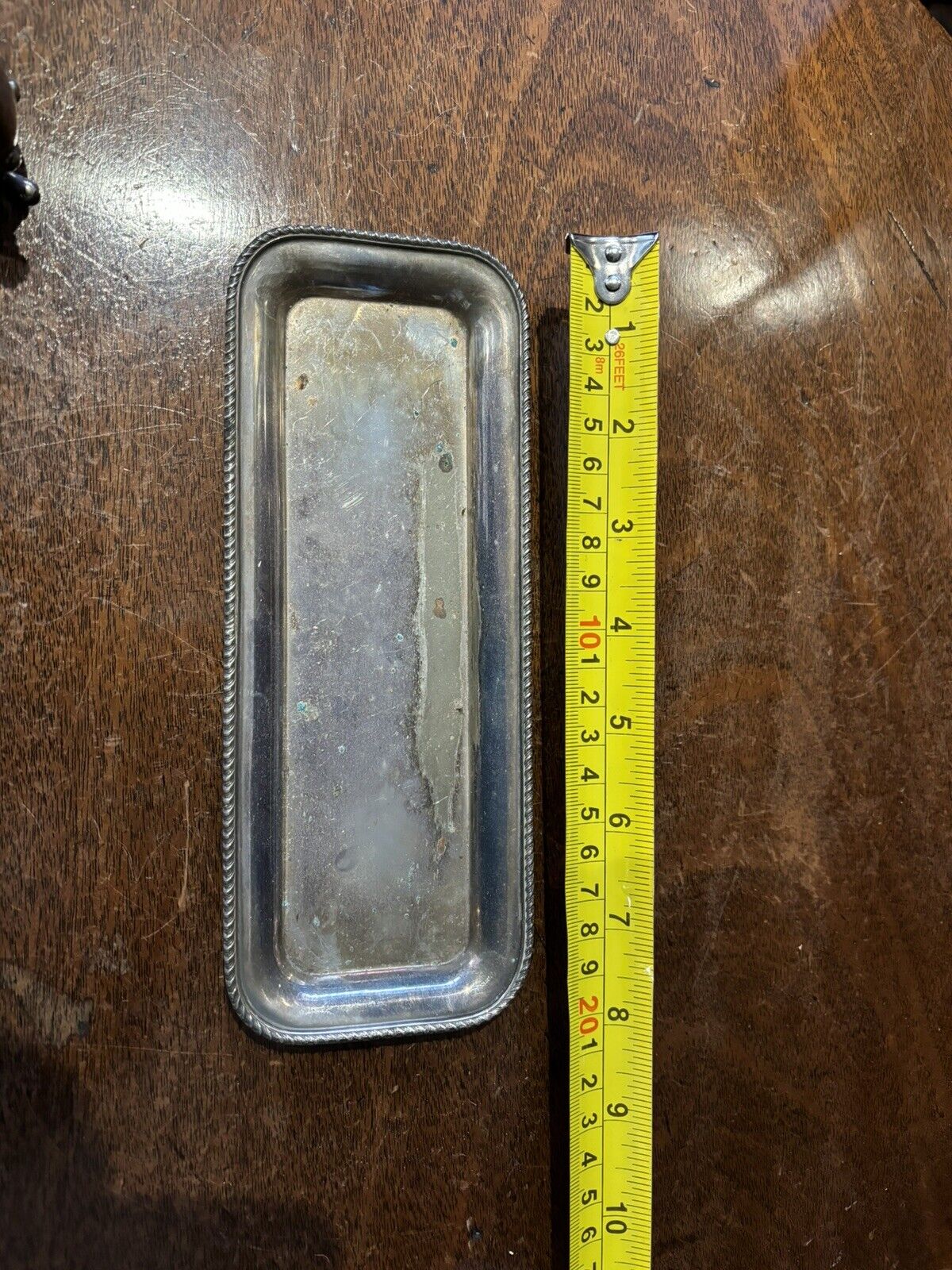 Silver Plate Salt & Pepper And Sauce Set On Tray