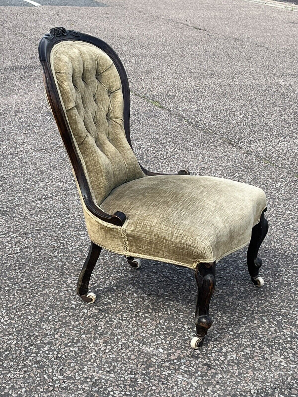 Victorian Chair. On White Porcelain Castors.