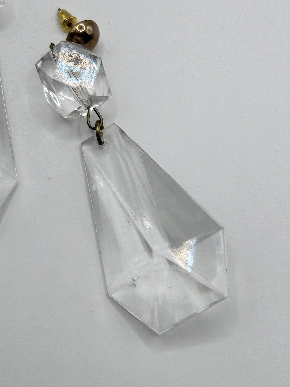 Vintage 1980s Acrylic Long Drop Statement Earrings