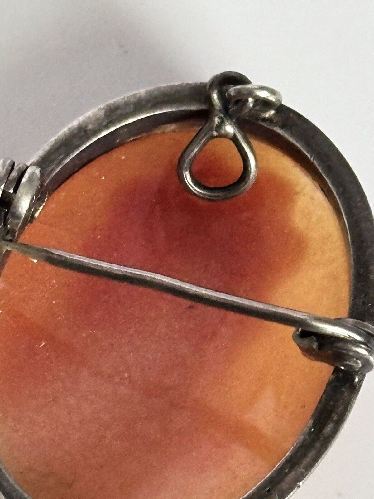 Vintage Silver Shell Carved Cameo Brooch Pendant Stamped 800
