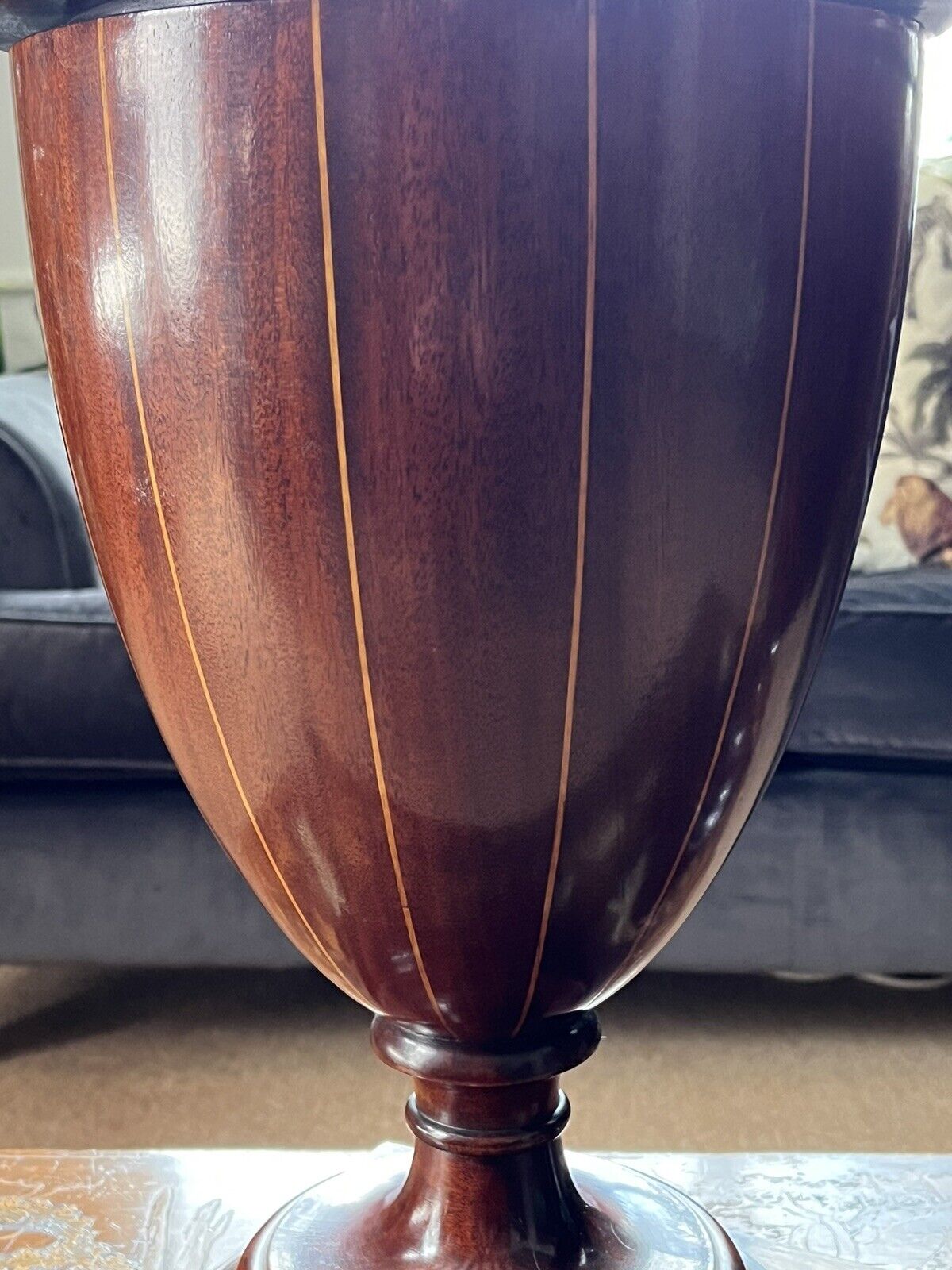 Antique Inlaid Mahogany Cutlery Urns