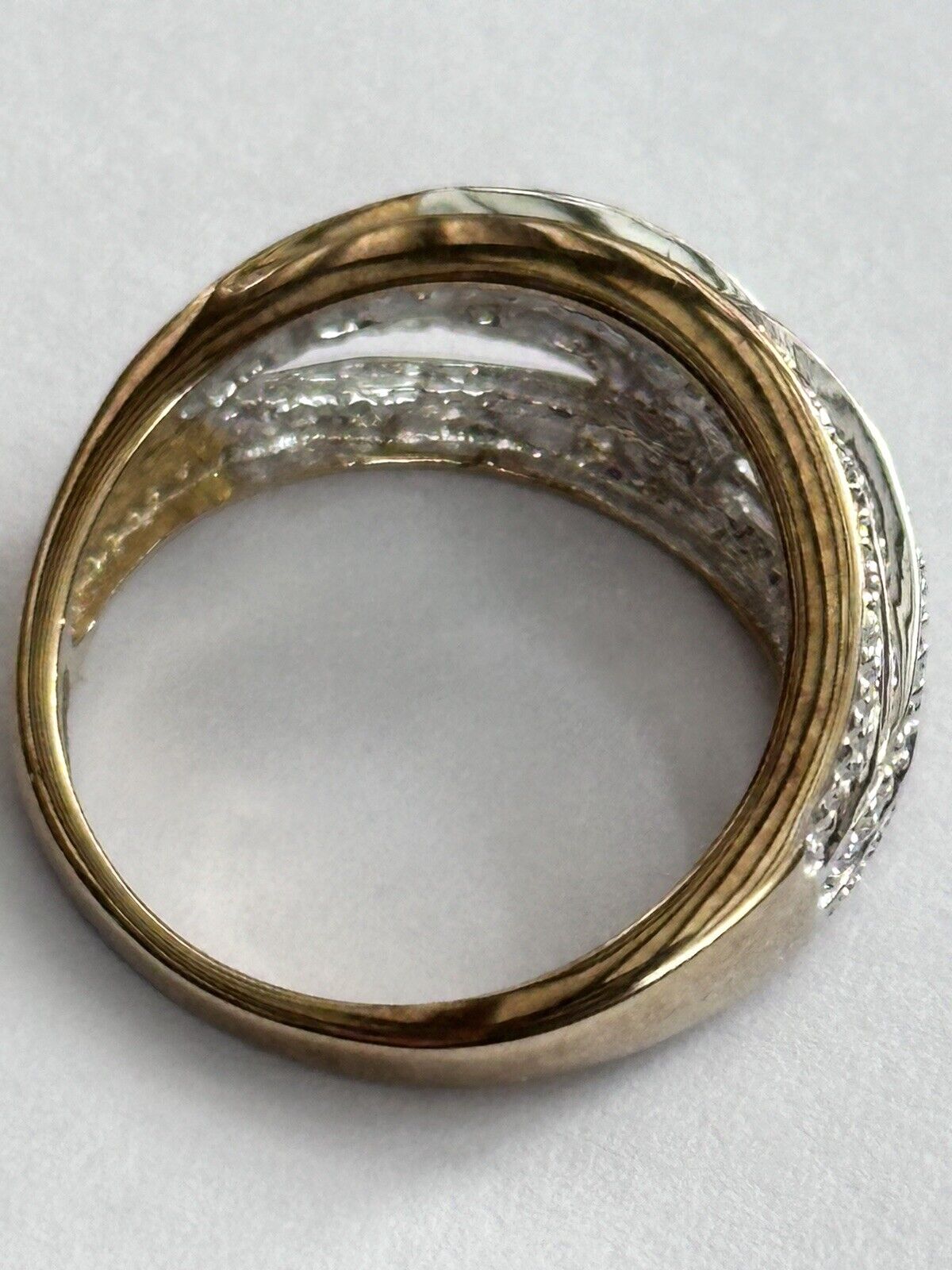 Vintage 9ct White And Yellow Gold Crossover Diamond Ring