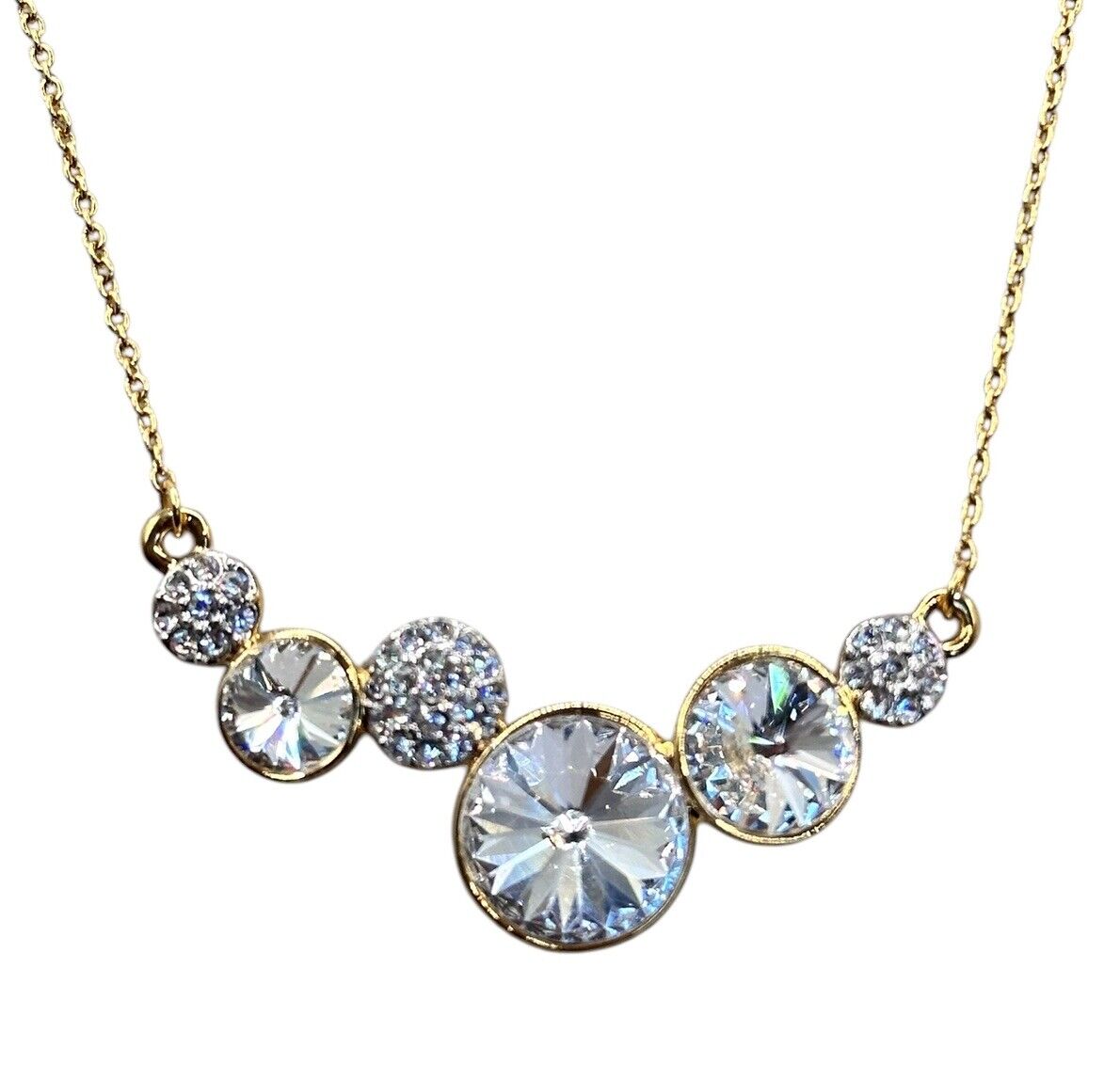 Gold Plated Necklace Made With Clear Swarovski Crystals
