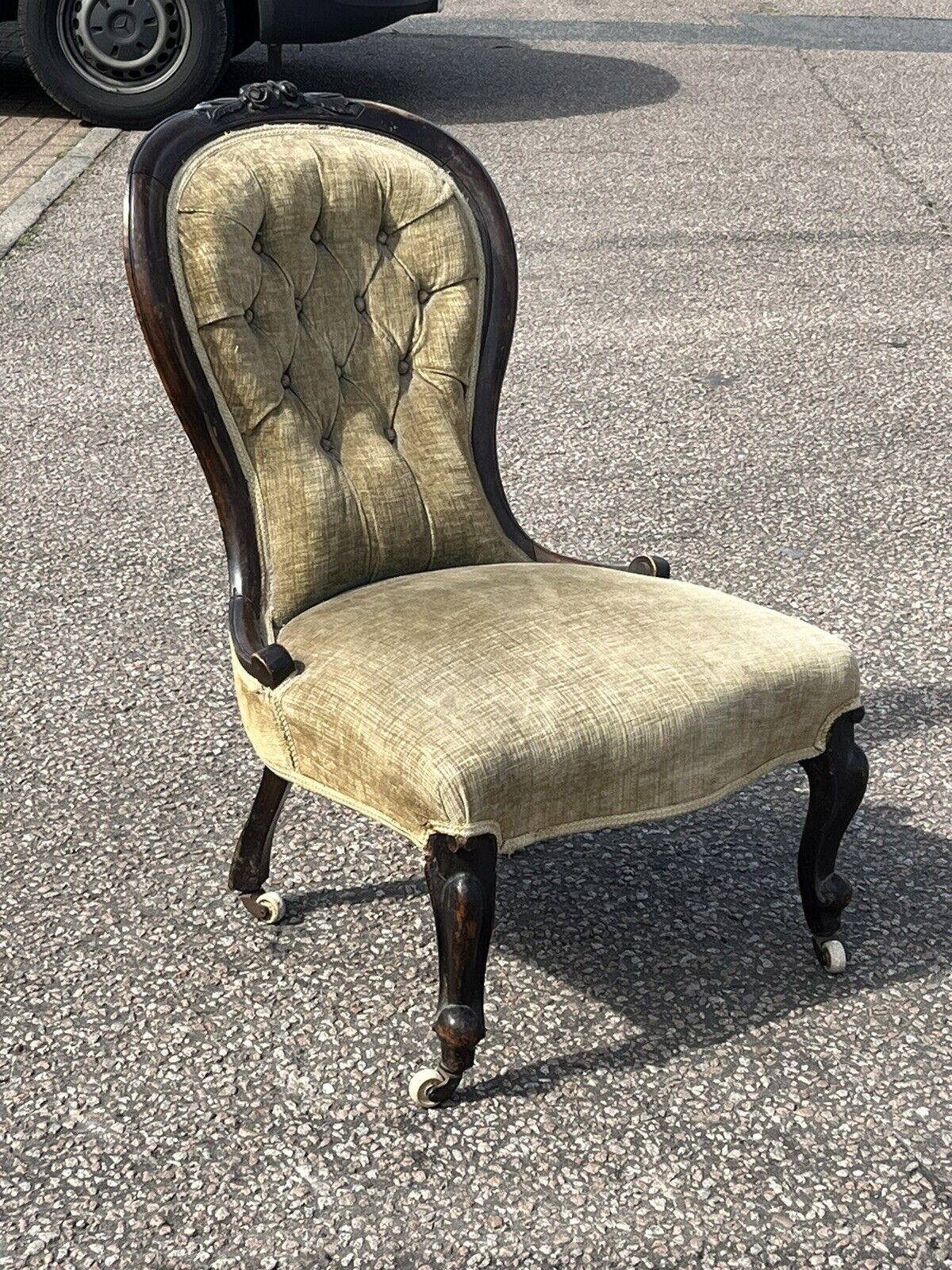 Victorian Chair. On White Porcelain Castors.