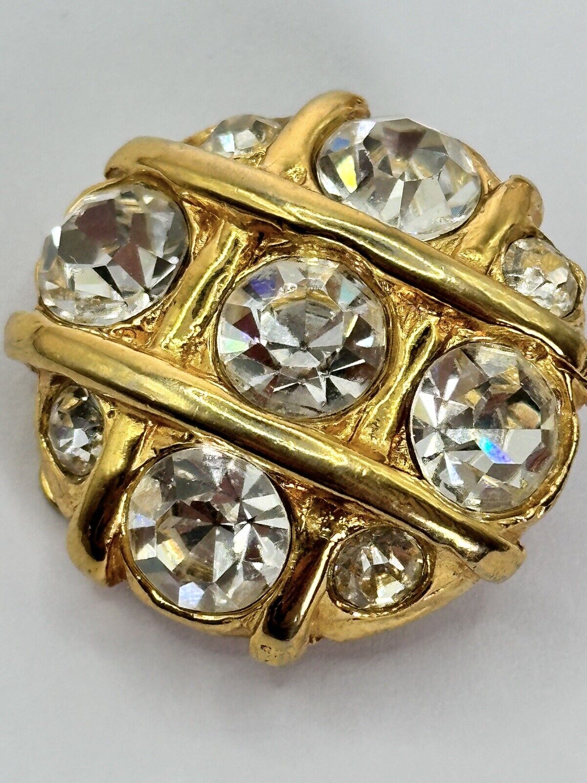Vintage Statement Gold Tone Diamanté Clip On Earrings