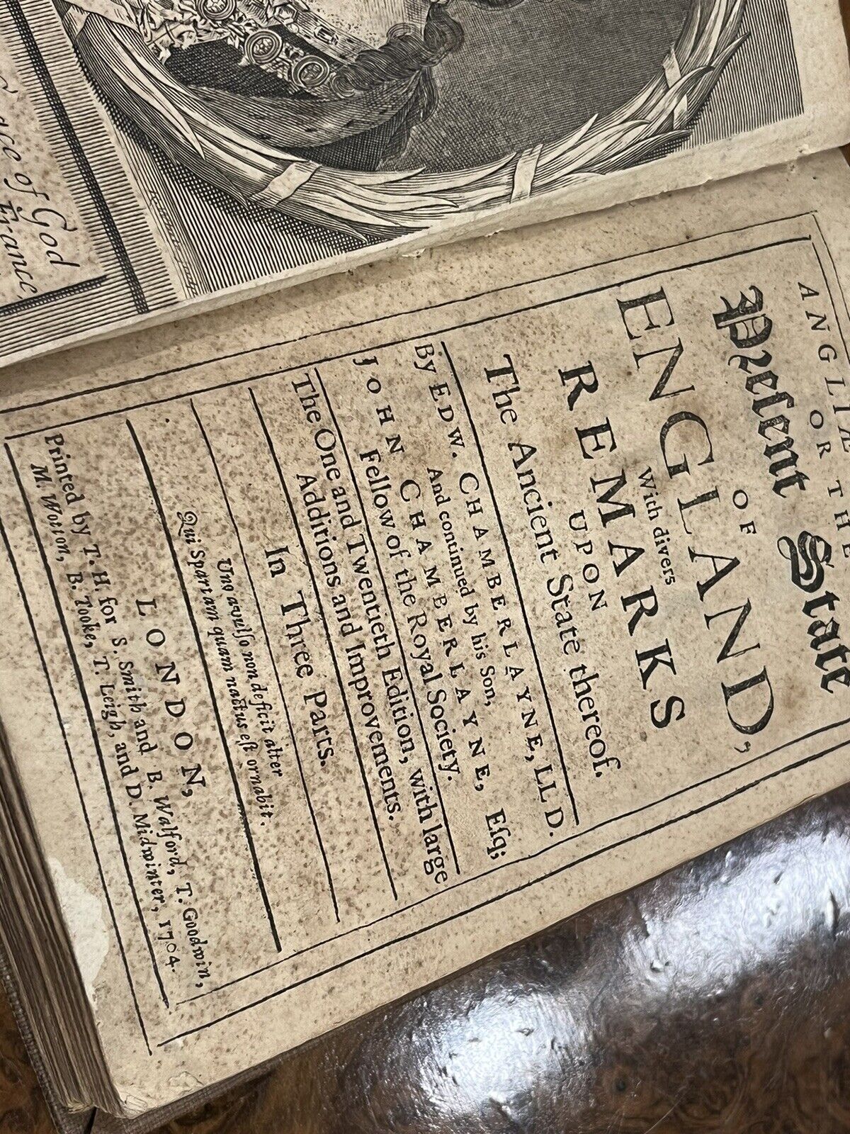 Queen Anne, 1704 Edition Present State Of England By Edward Chamberlayne Esq