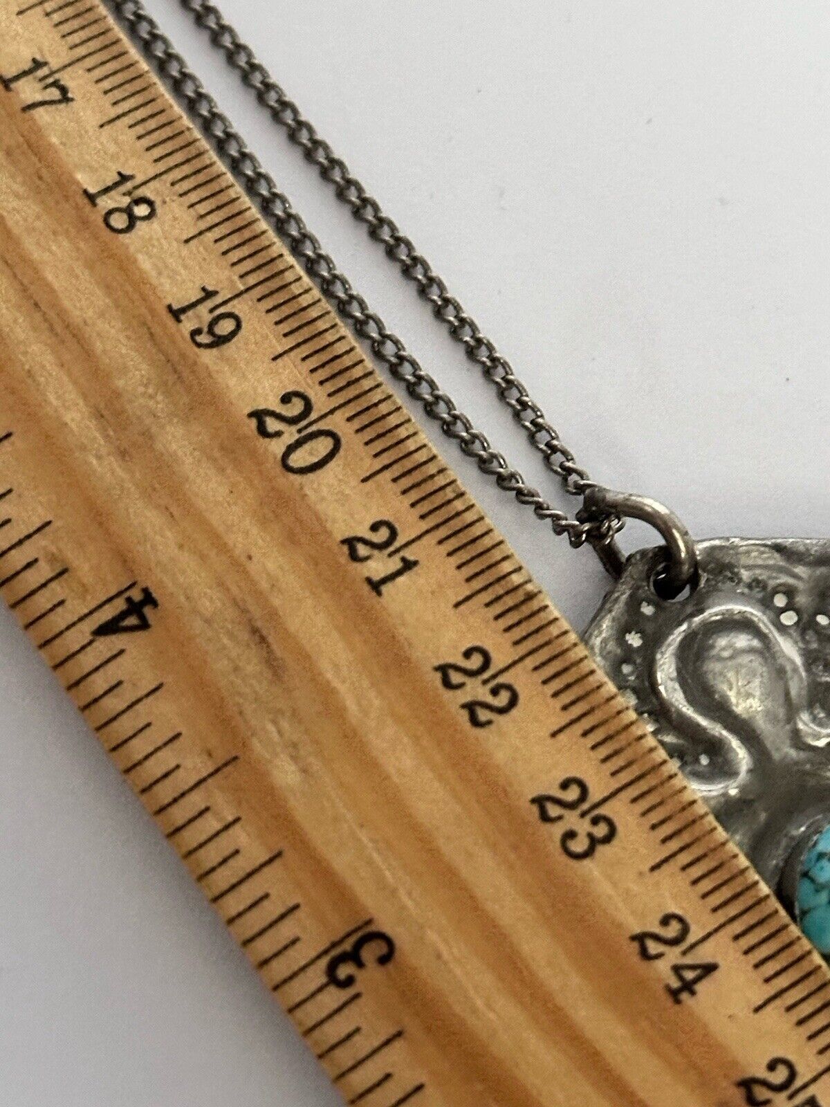 Vintage Native American Peyote Turquoise Stone Pendant Necklace