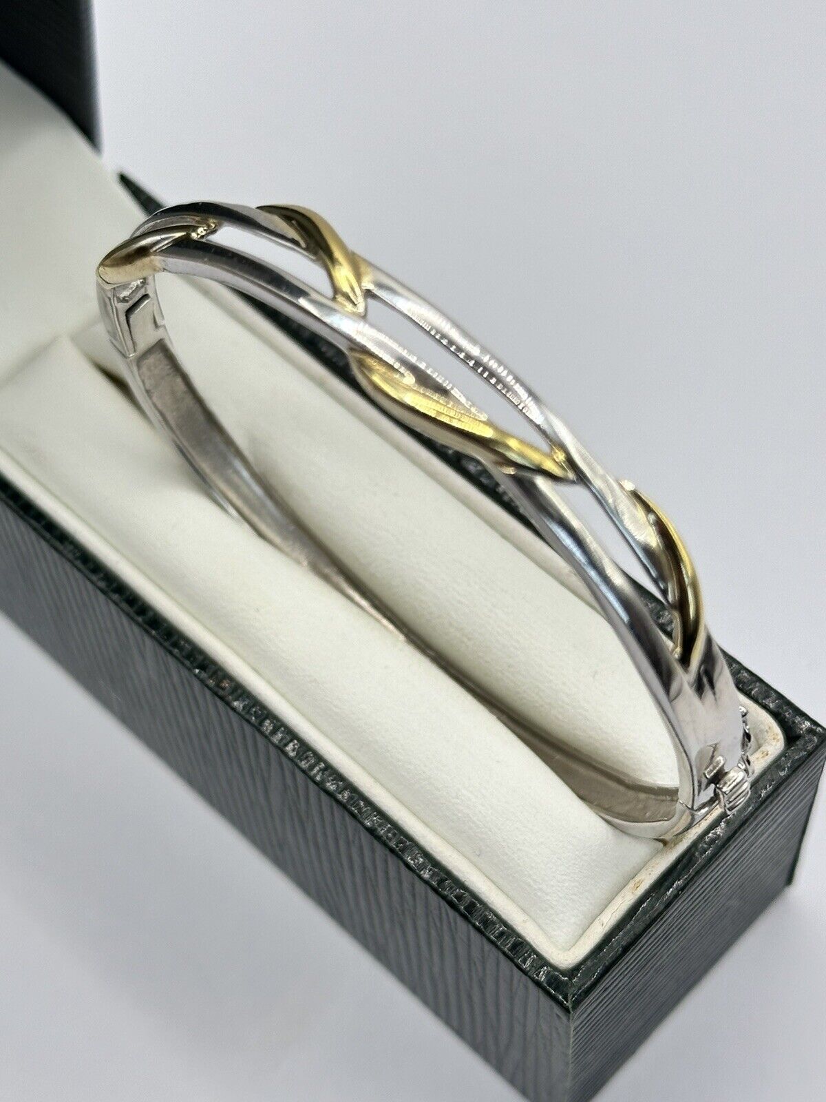 Vintage Silver 925 Swirl Gold Plated Bangle Safety Catch