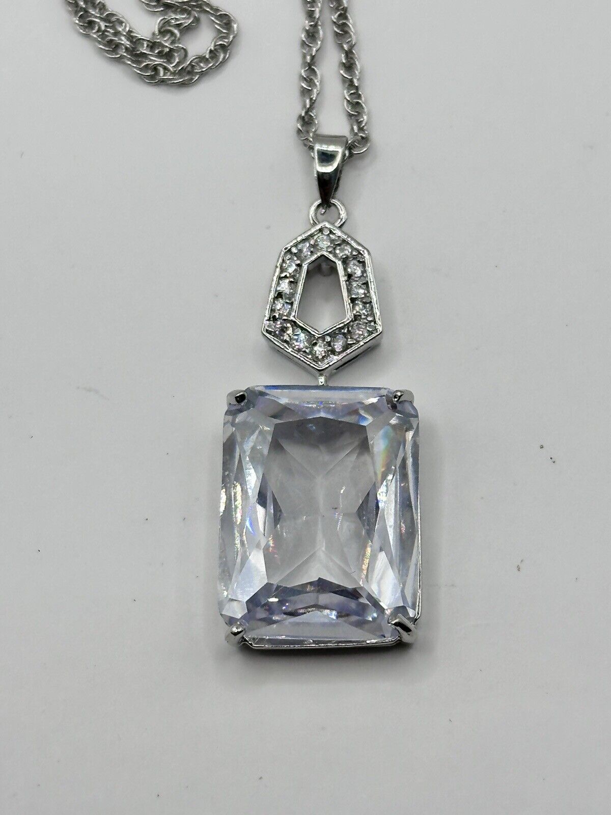 Vintage Statement Clear Crystal Drop Necklace
