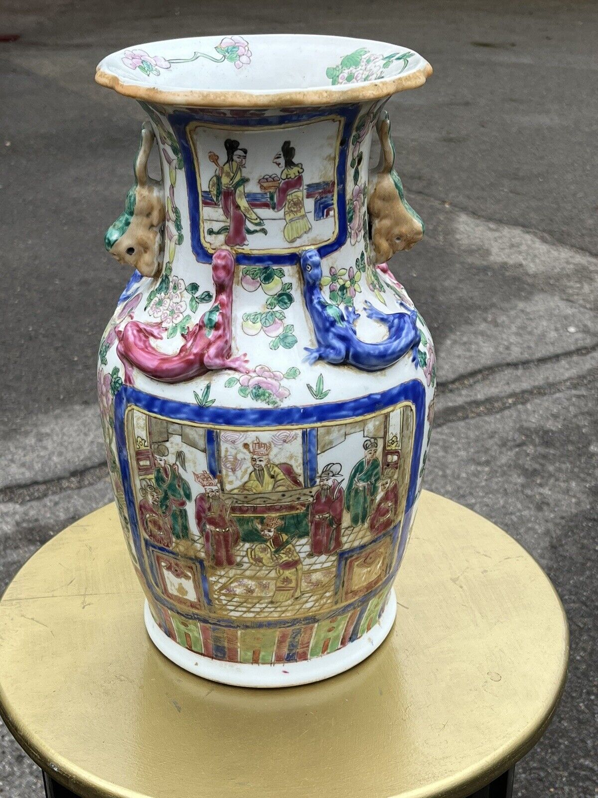 Pair Of Canton Vases. LARGE & IMPRESSIVE.