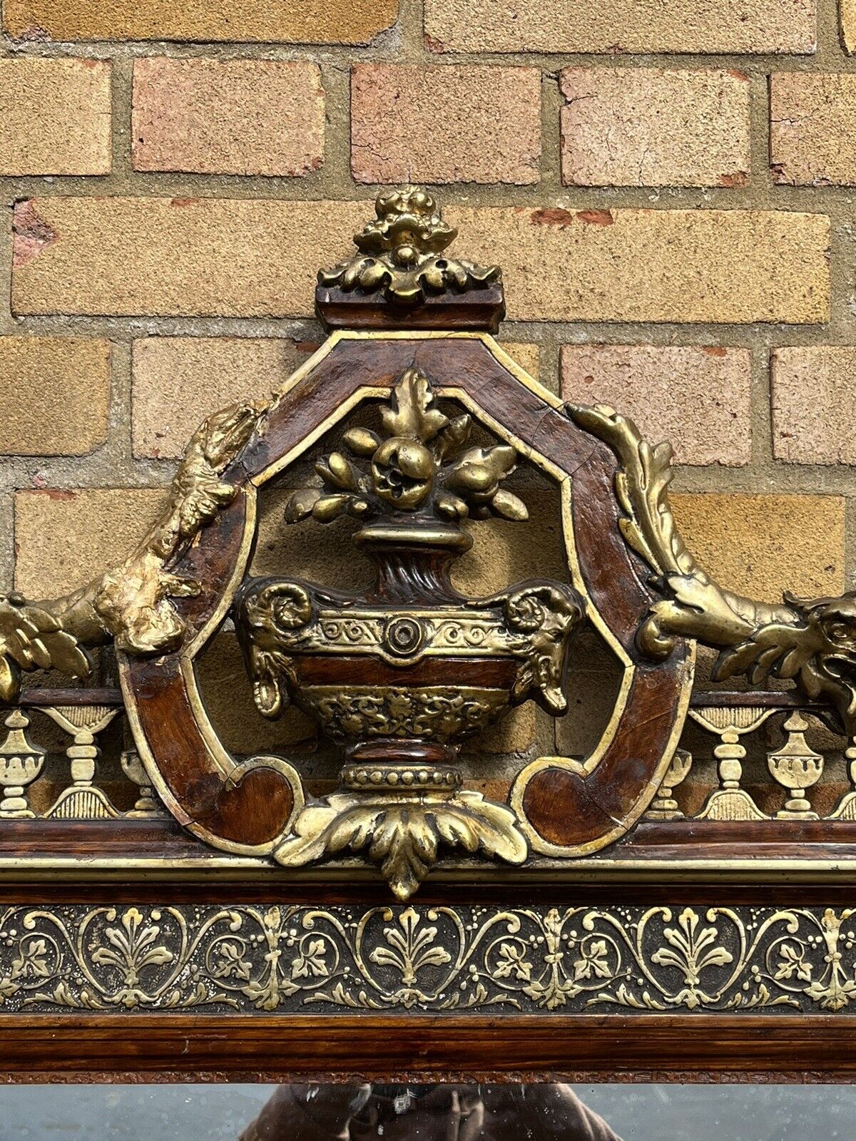Antique Continental Gilt Mirror, Large & Impressive. Very Thick Antique Glass