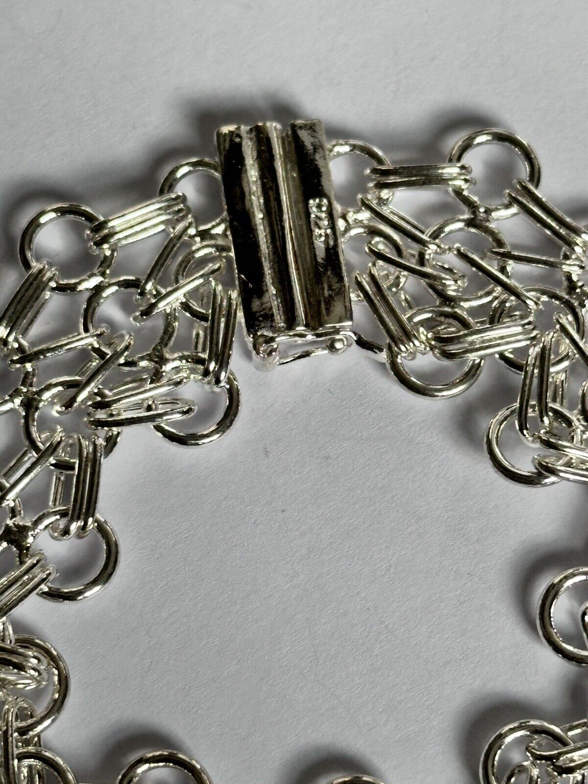 Silver 925 Detailed Chain Link Bracelet 25.52g