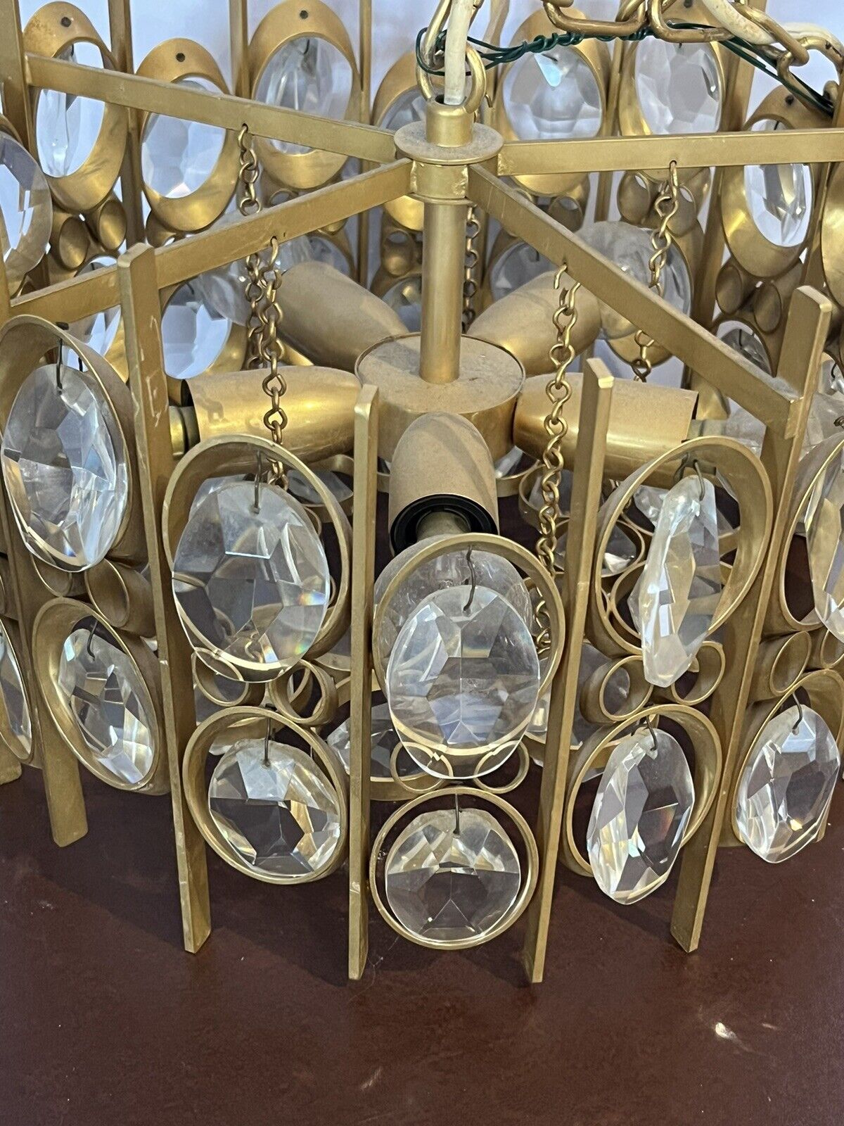 Mid Century Gilt Brass Chandelier by Palwa, circa 1970s