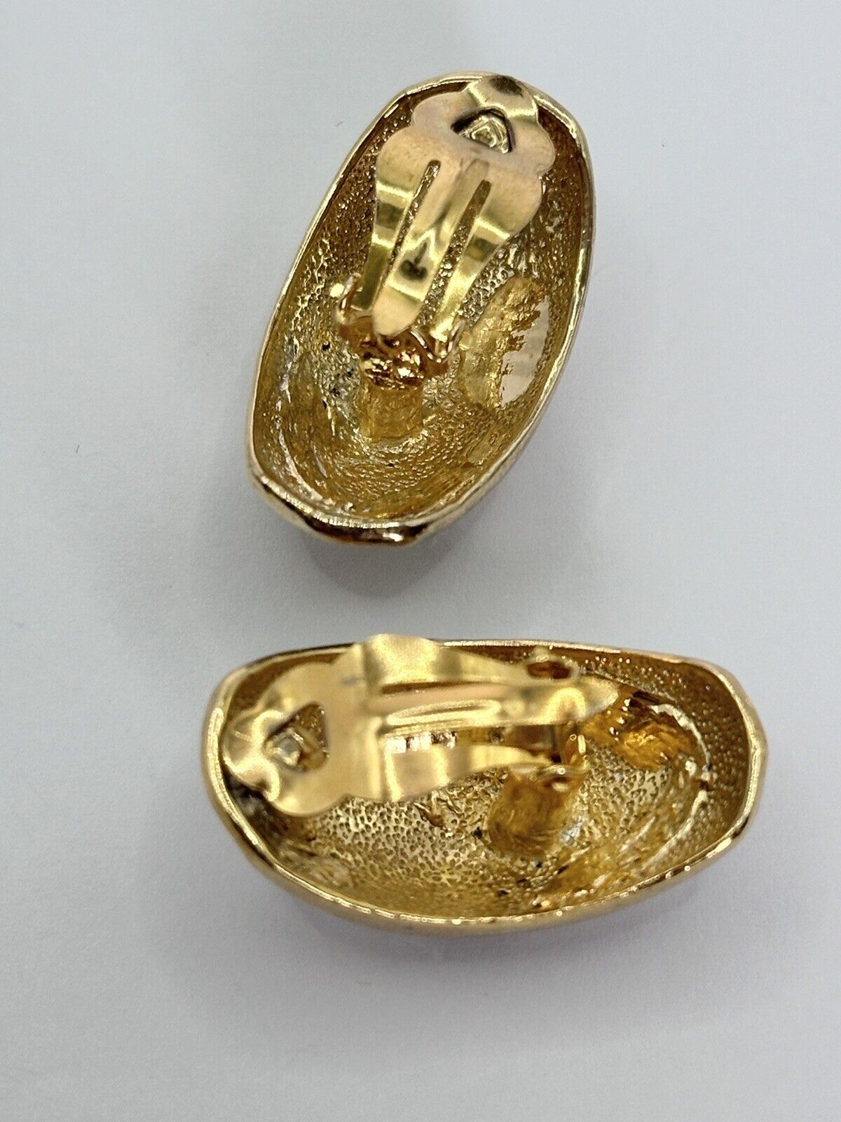 Vintage Gold Plated Black Enamel Diamanté Clip On Earrings
