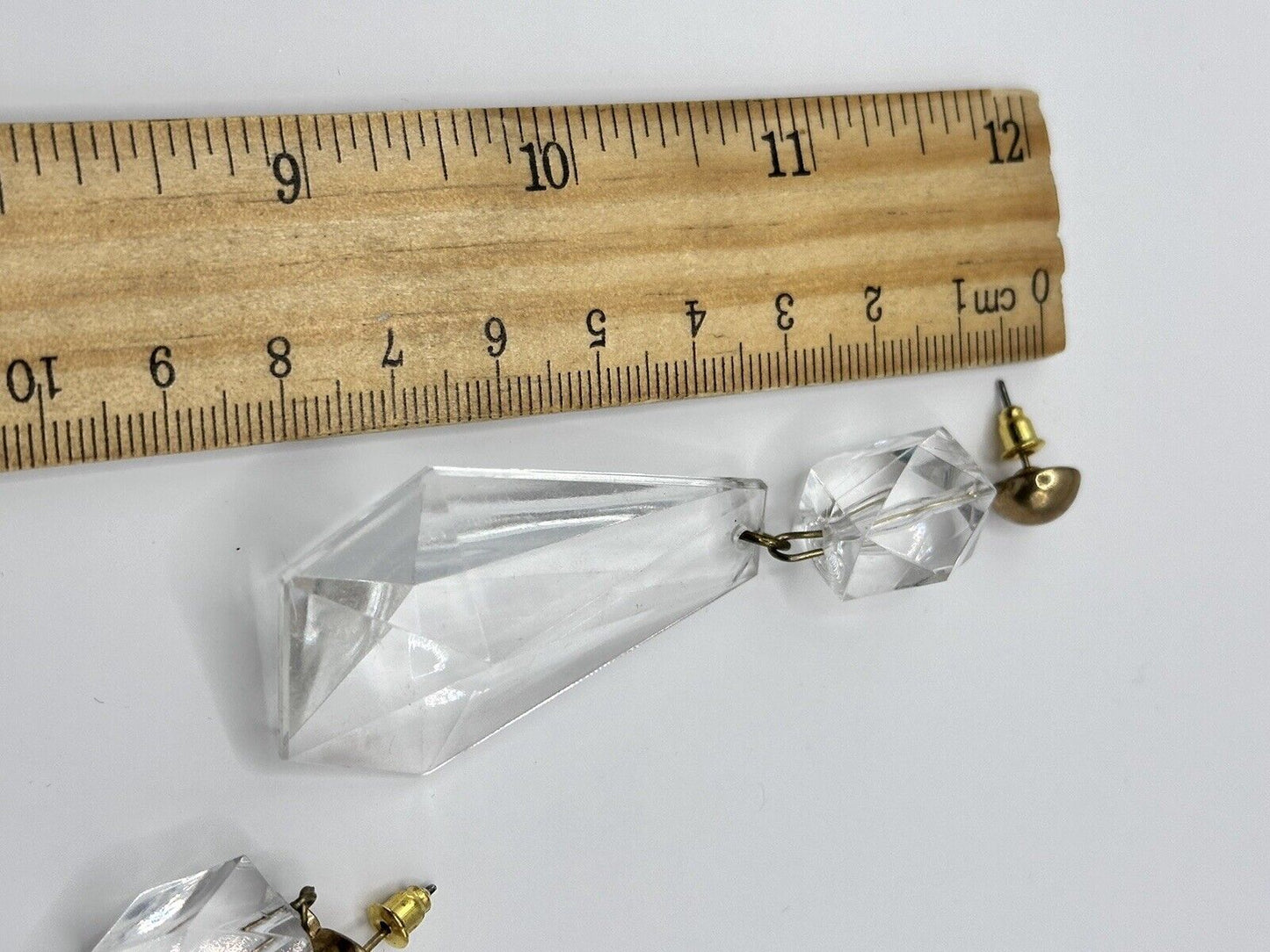 Vintage 1980s Acrylic Long Drop Statement Earrings