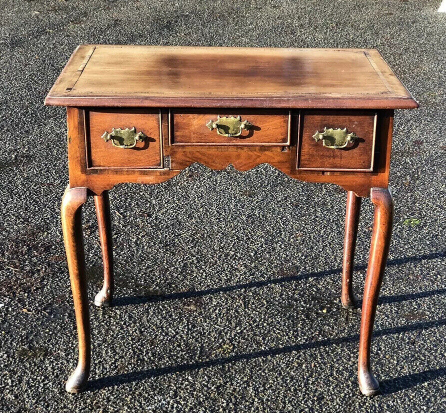 Georgian Walnut Lowboy With Brass Handles. Make Great Hall Or Console Table