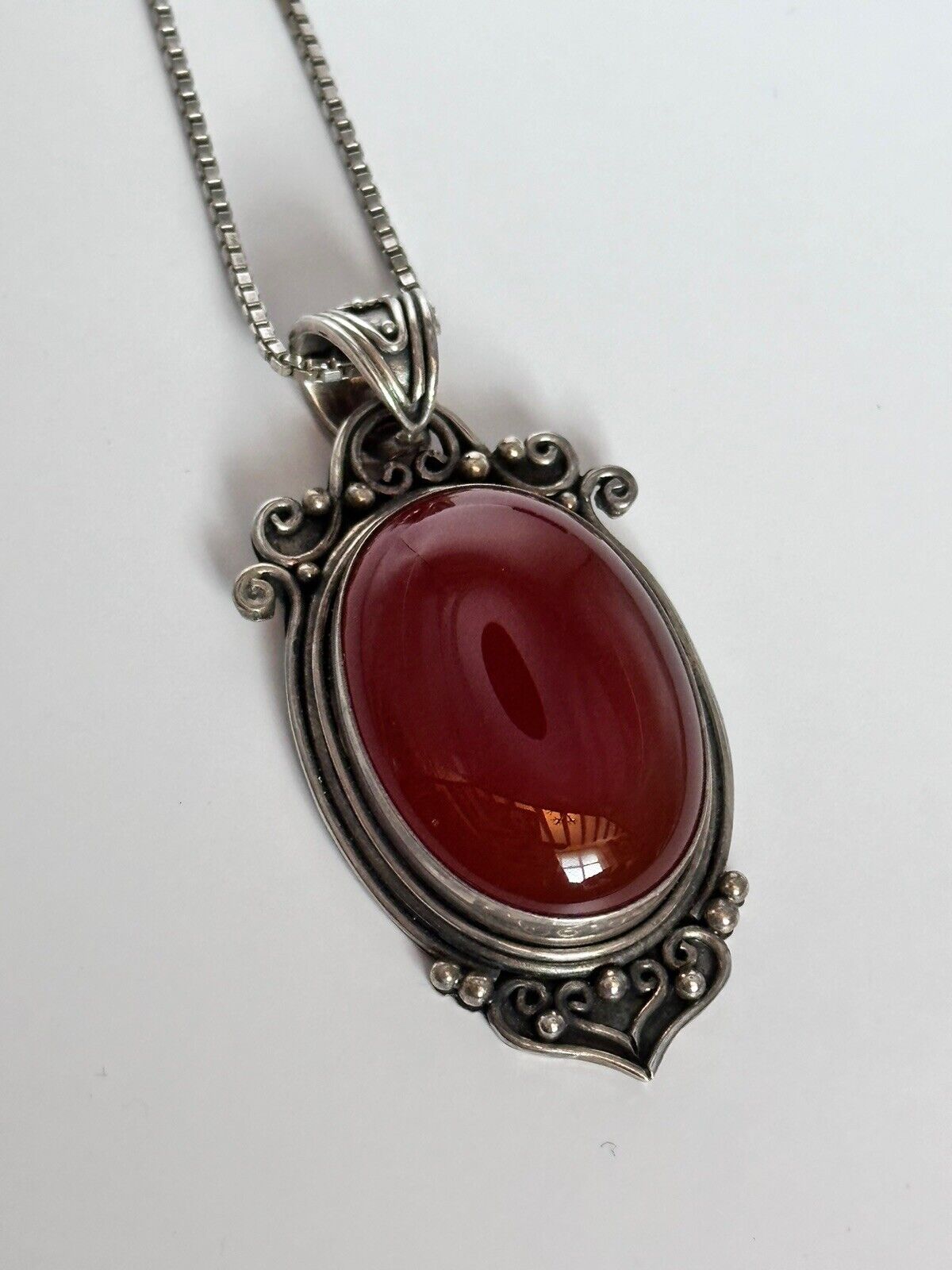 Vintage Suarte Silver 925 Agate Pendant Necklace