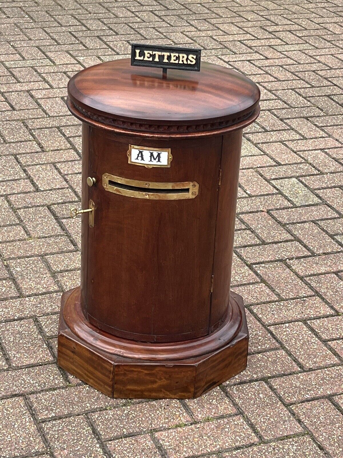 Antique Country House Letter/ Pillar Box, With Working Key & Lock. LARGE IN SIZE