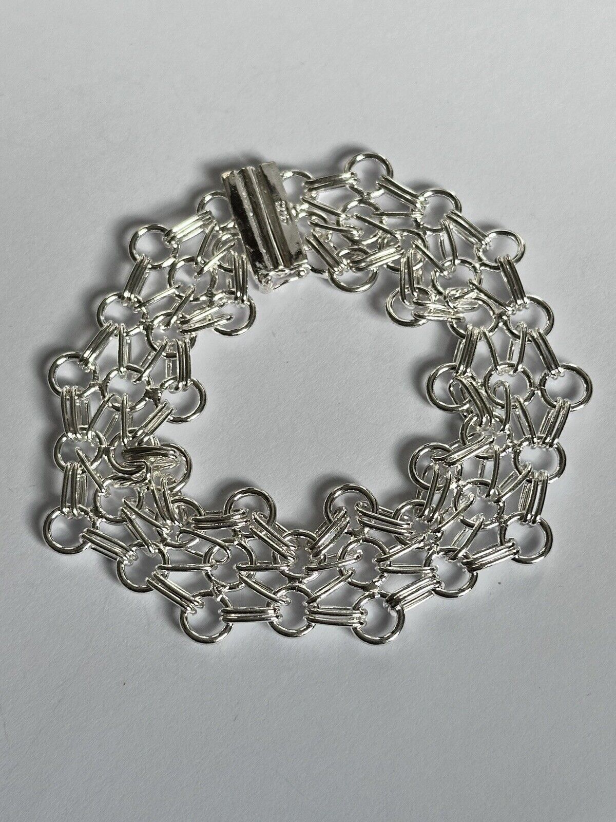 Silver 925 Detailed Chain Link Bracelet 25.52g