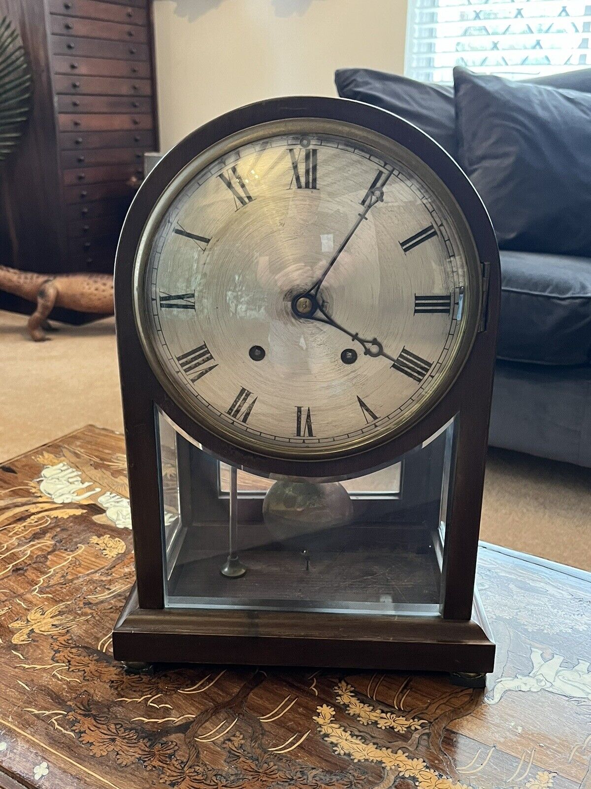 Quarter Striking Victorian glass Table Clock, Amazing Quality.