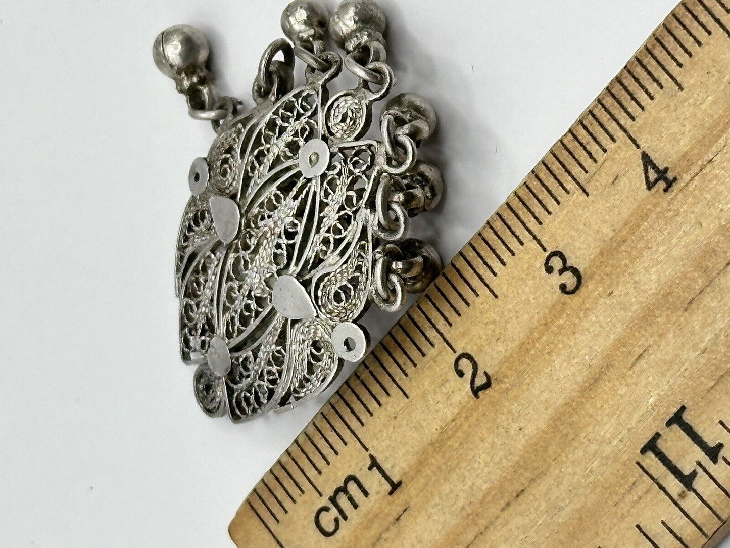 Vintage Silver Tone Filigree Clip On Earrings