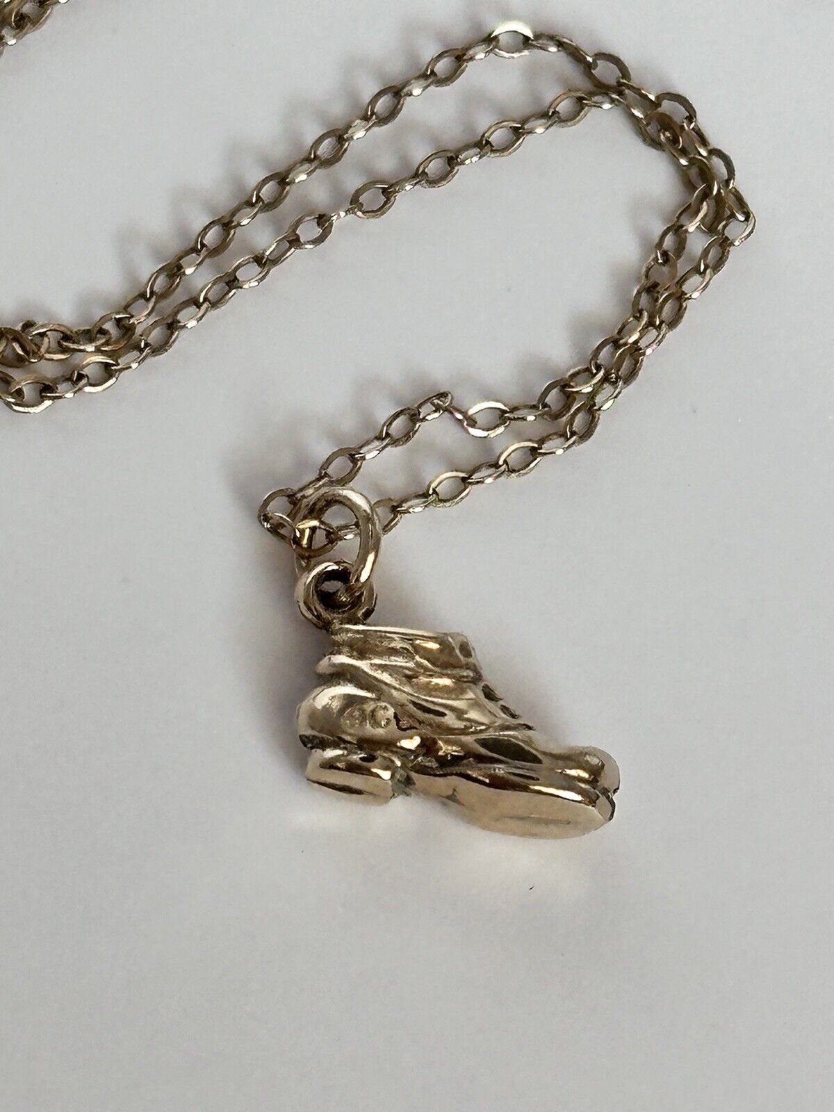 Vintage 9ct Gold Boot Pendant Necklace