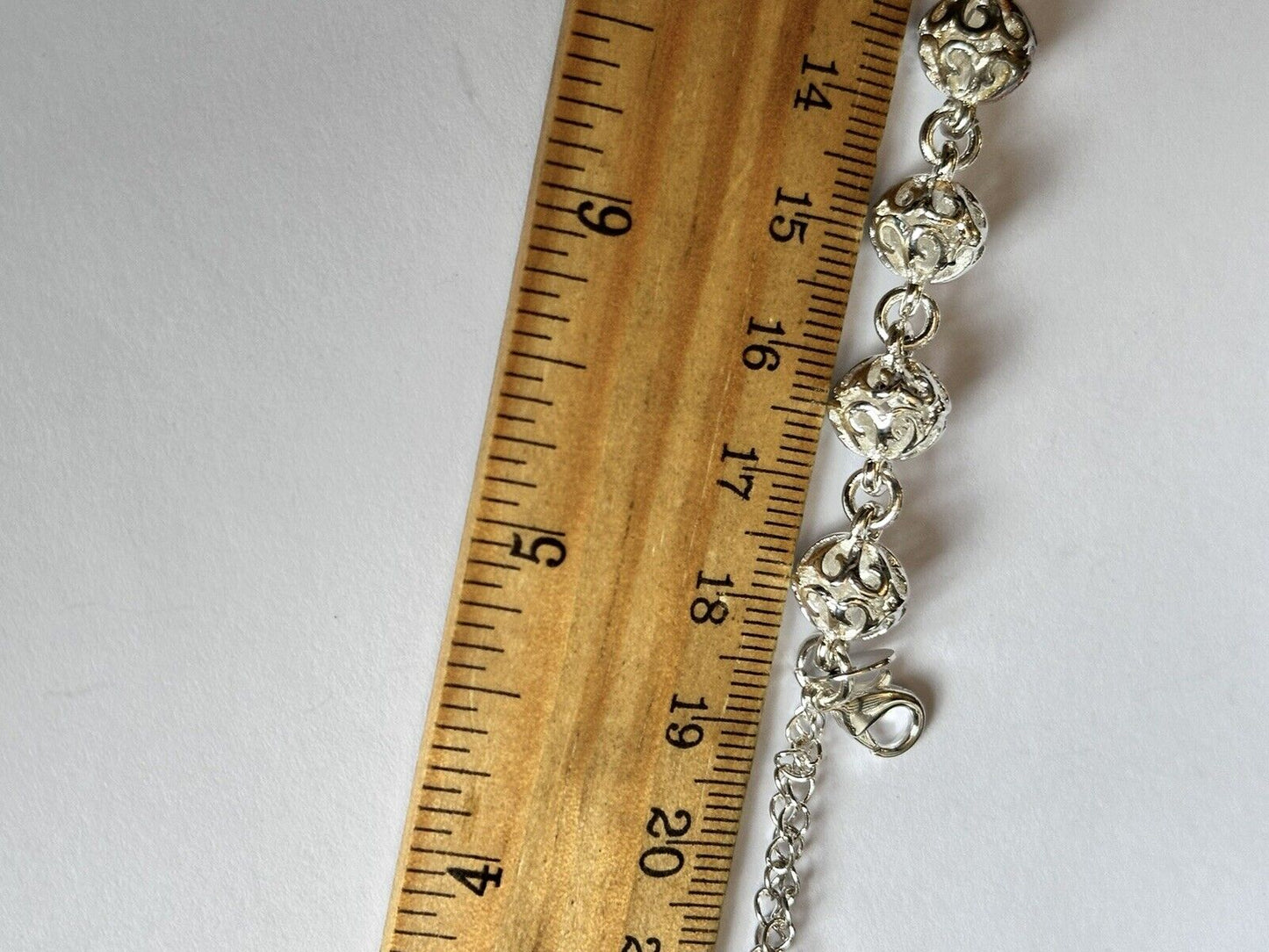 Silver 925 Detailed Balls On Chain With Drop Bracelet 22.70g