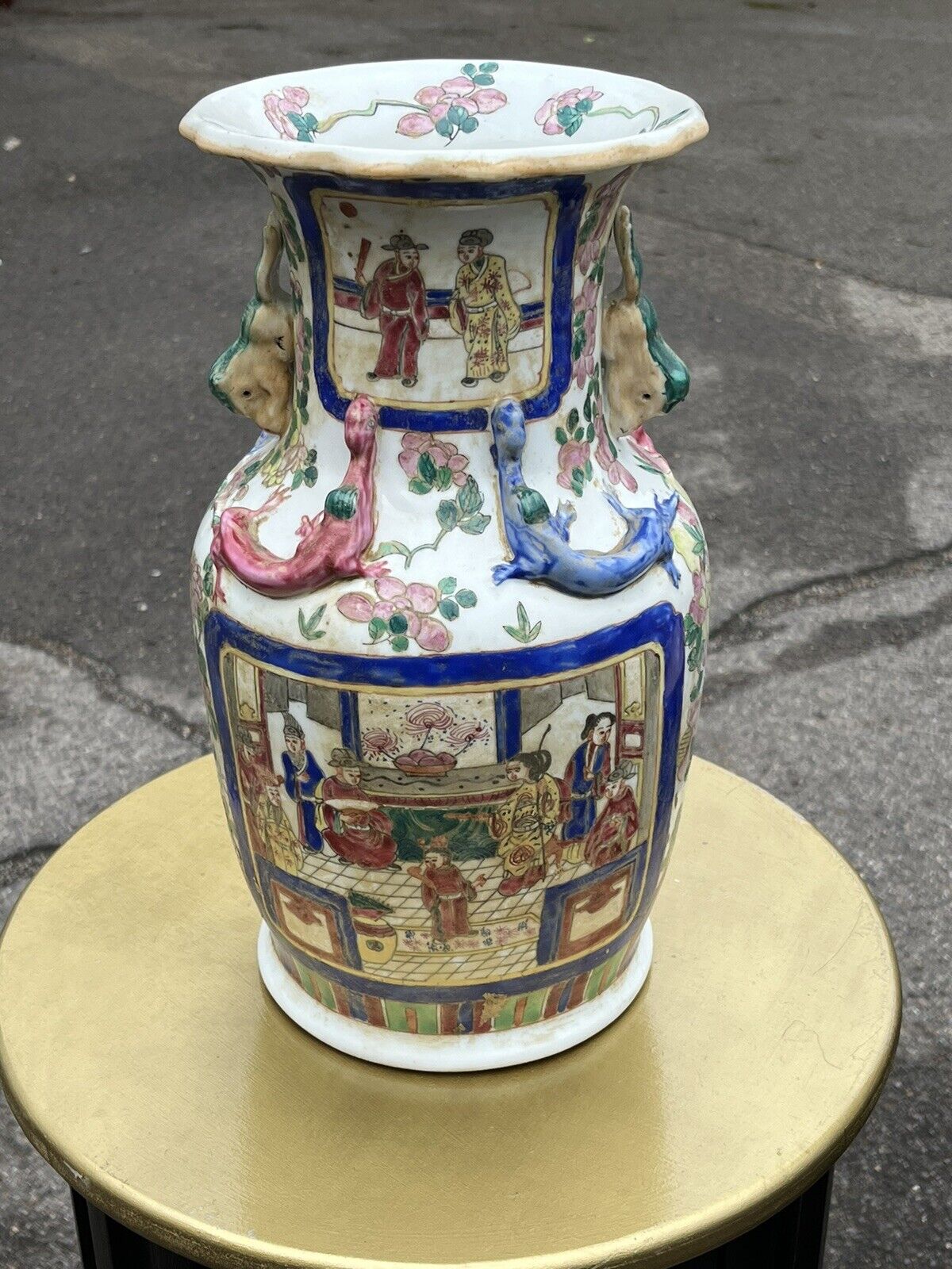Pair Of Canton Vases. LARGE & IMPRESSIVE.