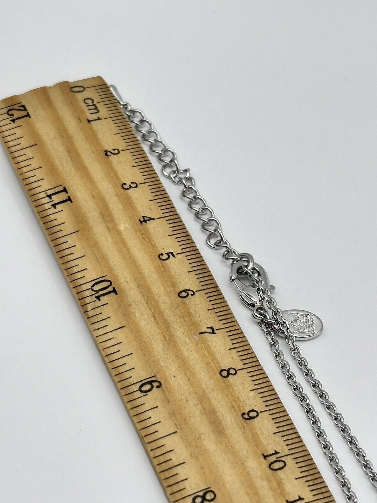 Vintage 1980s Rhodium Plated Blue Crystal Necklace New Old Stock