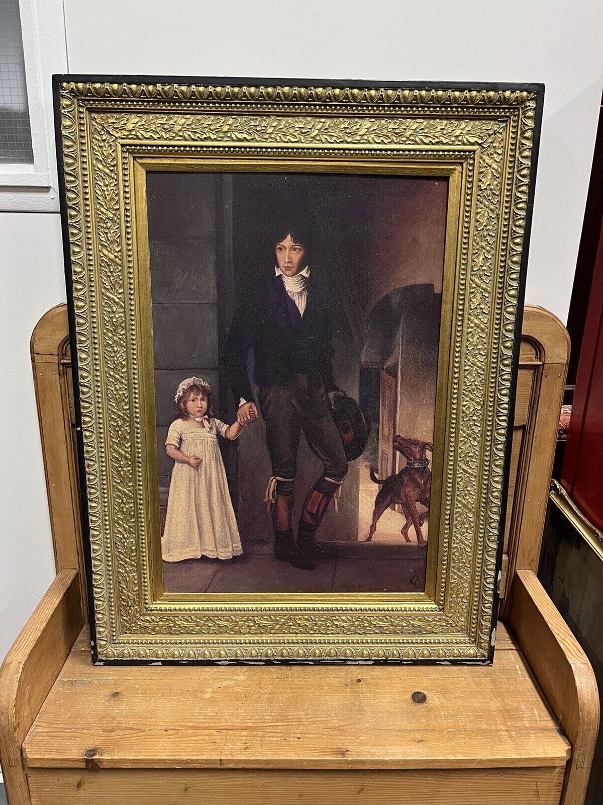 Large Victorian Scene Picture, In original Gilt Frame.
