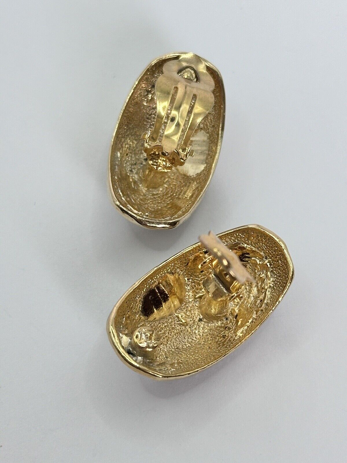 Vintage Gold Plated Black Enamel Diamanté Clip On Earrings
