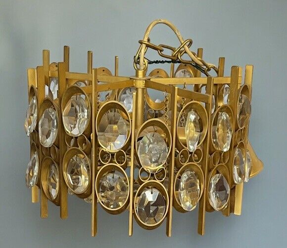 Mid Century Gilt Brass Chandelier by Palwa, circa 1970s
