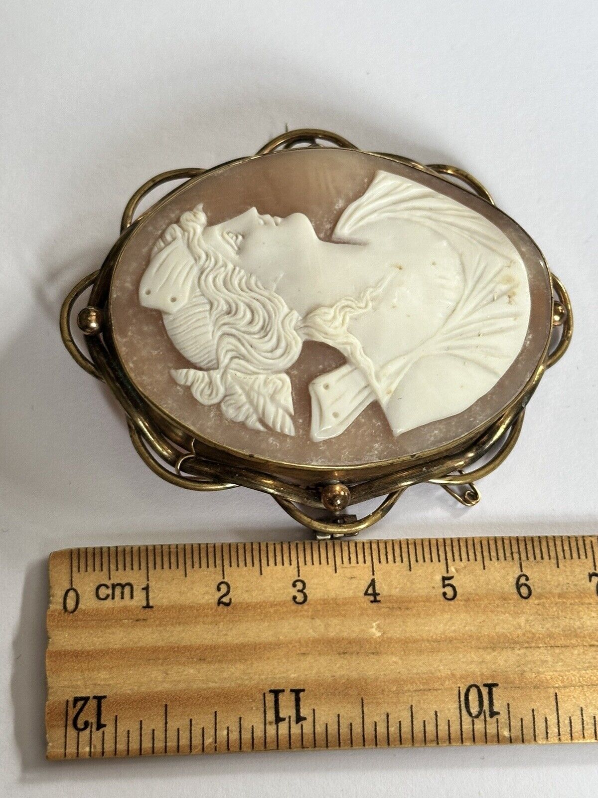 Antique Large Pinchbeck Shell Cameo Of Diana