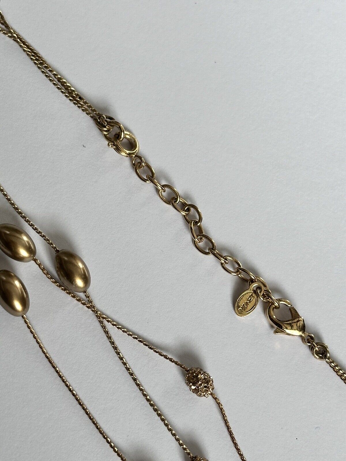 Vintage Monet Gold Tone Diamanté Beaded Necklace