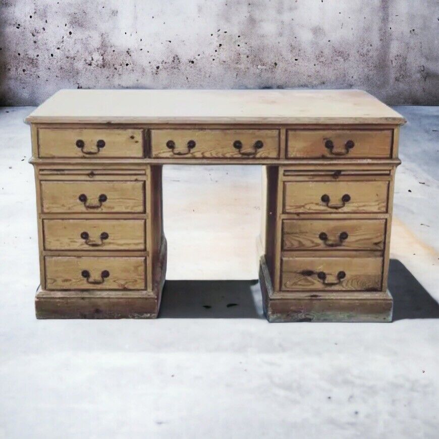 Pine Pedestal Desk. Large In Size