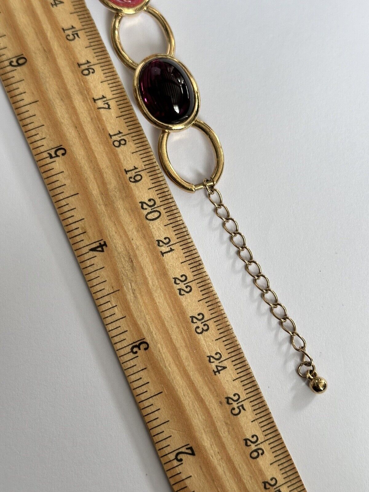 Vintage Golf Plated Pink Purple Cabochon Bracelet