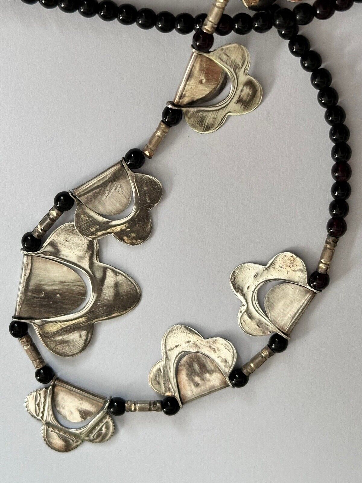 Vintage Silver 925 Detailed Beaded Necklace